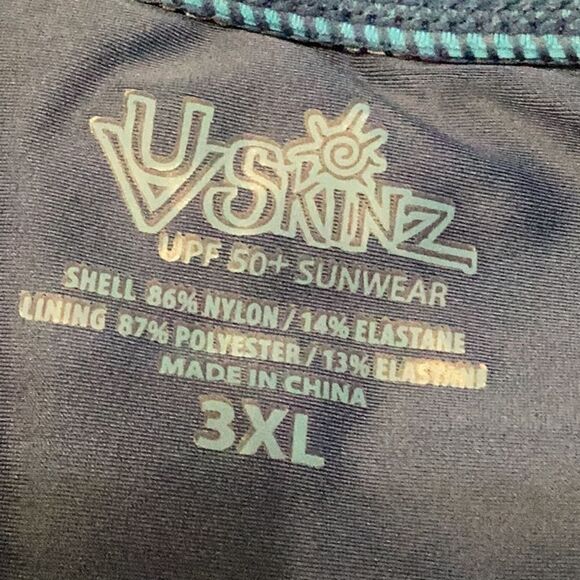 NWT Long Sleeve Half Zip Swimsuit UV Skin Blue Size 3X UPF 50+ Rash Guard - Picture 11 of 12